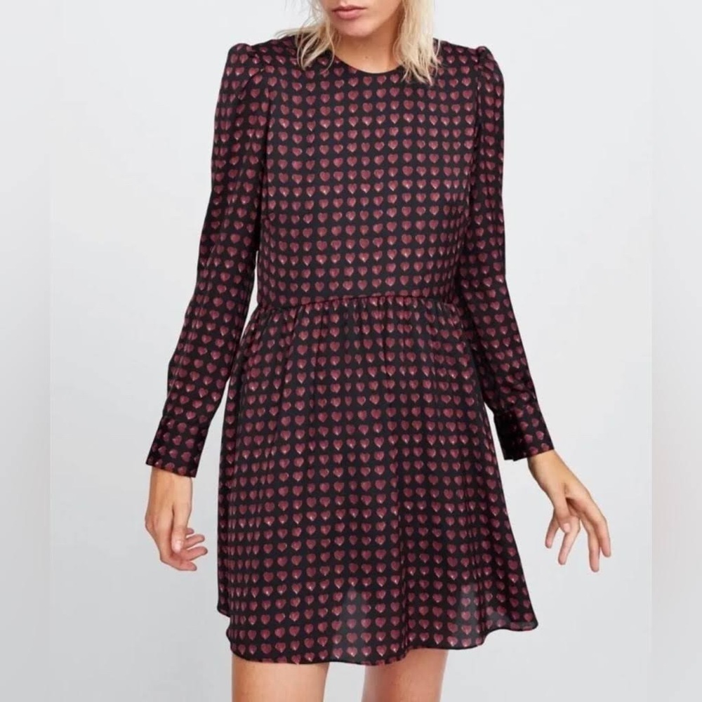 Zara Heart Print Dress Size XS